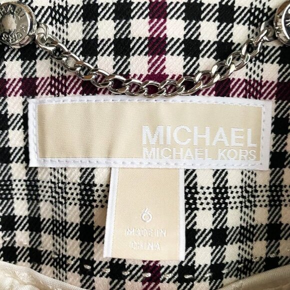Michael Michael Kors Micro Plaid Structured Double Breasted Blazer 6 - Picture 6 of 13